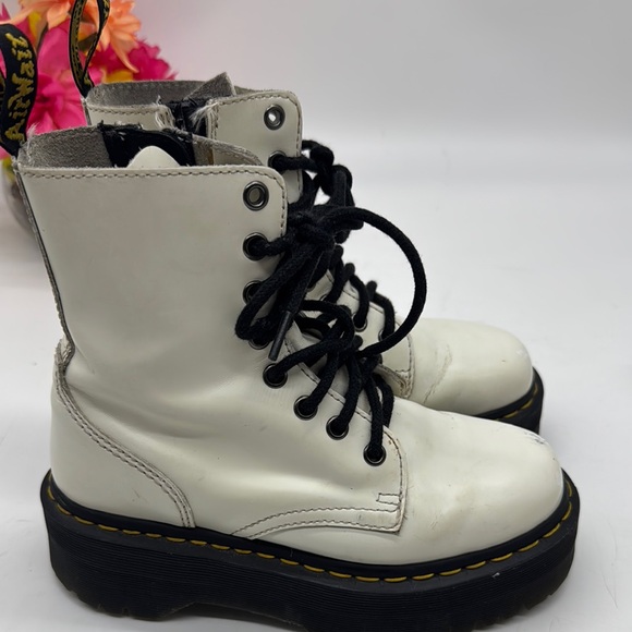 Dr. Martens Jadon White Leather Platform Boots Size 4 MS8094 - Picture 2 of 11